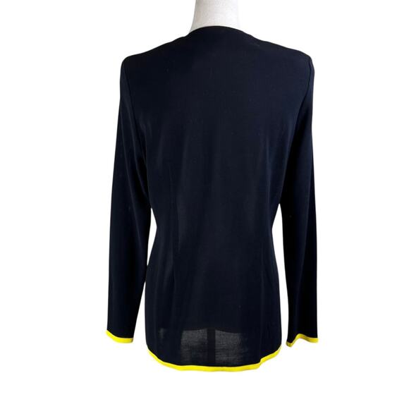 Exclusively Misook Black Knit Yellow Trim Covered Zipper Layering Jacket Blazer - Picture 3 of 11